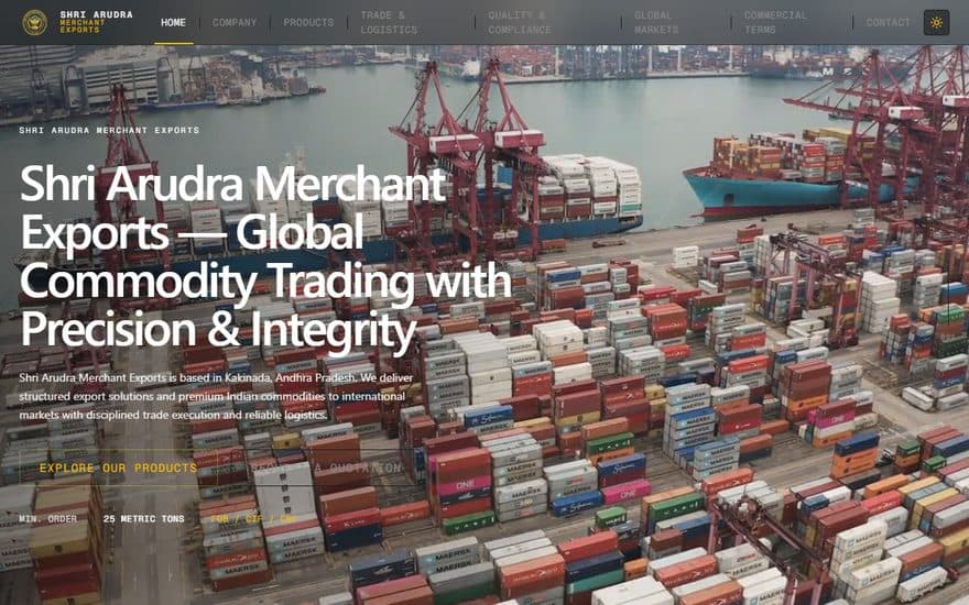 Screenshot of Shri Arudra Exports